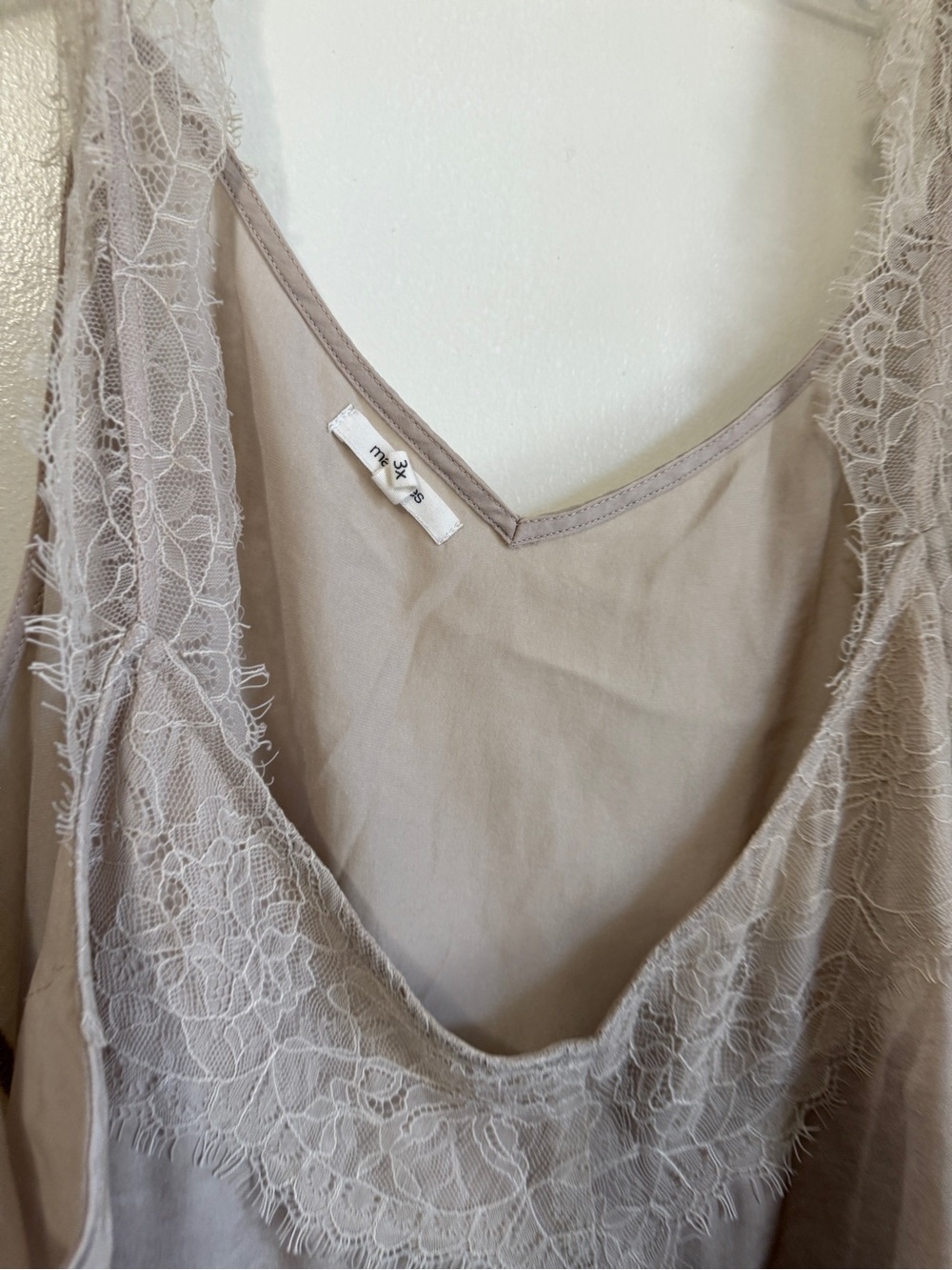 Maurices Lace-Trim Chemise in Taupe Beige